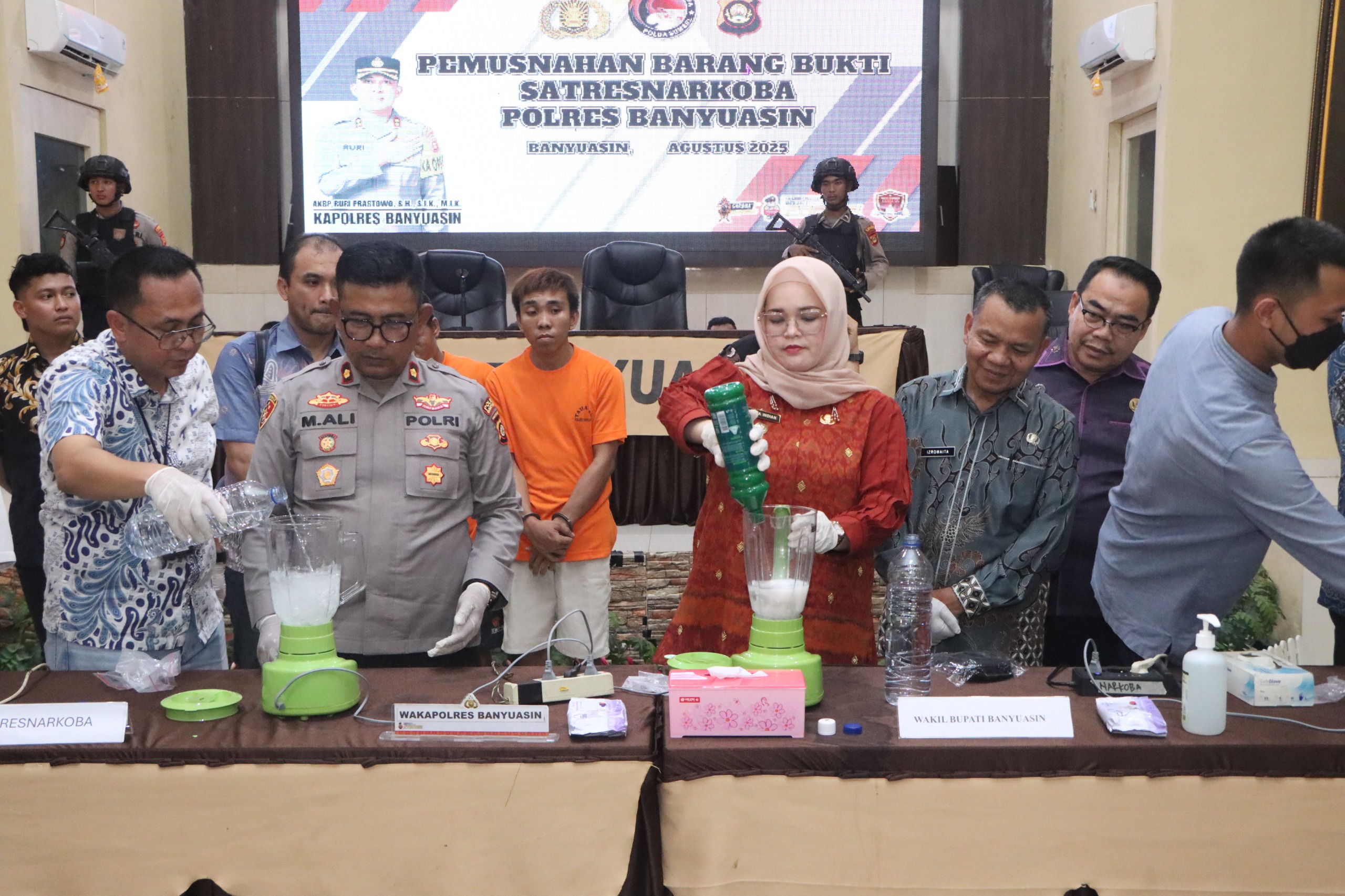 Polres Banyuasin Ungkap 26 Kasus dan Musnahkan Barang Bukti Narkotika dalam Press Release