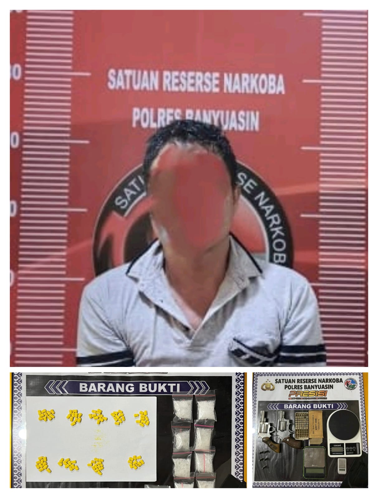 Bandar Sabu dan Ekstasi di Banyuasin Diciduk, Senjata Rakitan dan Puluhan Amunisi Turut Disita