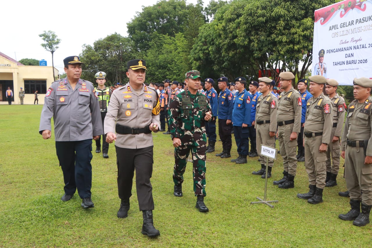 Polres Banyuasin Gelar Apel Pasukan Operasi Lilin Musi 2025, Siap Amankan Arus Mudik dan Balik
