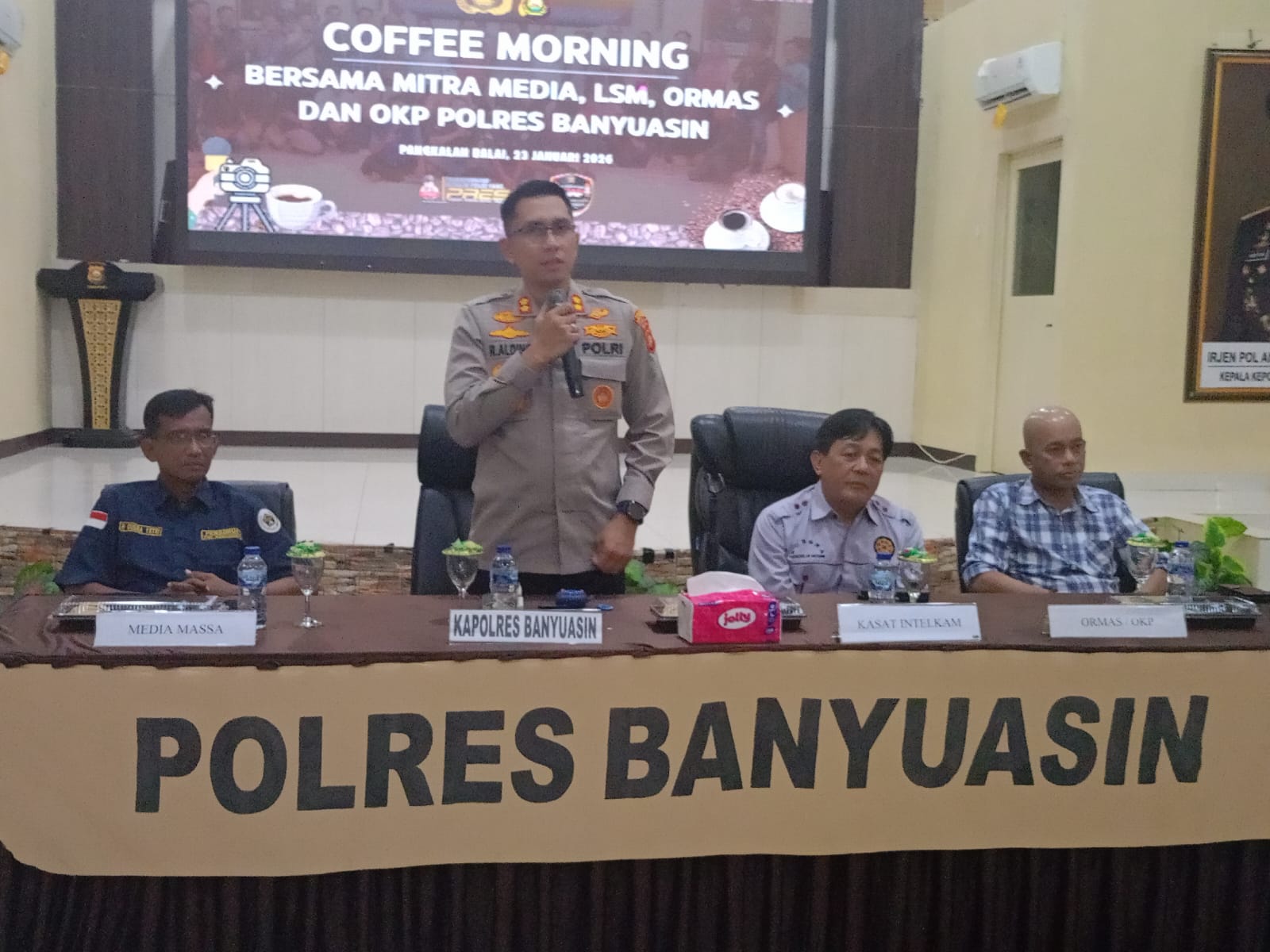 Coffe Morning Polres Banyuasin Bersama NGO, LSM, Ormas dan Wartawan